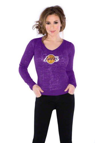 Los Angeles Lakers Women's Burnout Thermal Top - By Alyssa Milano