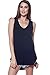 Alexander + David Womens Casual Loose Knit V-Neck Tank Top with Uneven Hem Hi-Lo Bottom