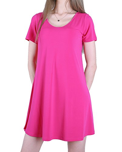 Favelem Womens Short Sleeve Comfy Flowy Loose Fit Long Tunic Top T shirt Dresses