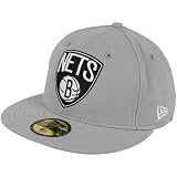 NBA New Era Brooklyn Nets Basic Shield Logo 59FIFTY Fitted Hat - Gray (7 5/8)