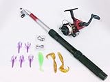 Small fishing rod fishing phishing assorted compact set C silicon worm fishing reel throw