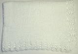 Bk136, Knitted on Hand Knitting Machine White Chenille Trimmed By Hand Crochet with White Chenille Blanket for Infant Boys and Girls