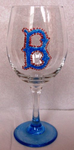 Hand Painted Red Sox Wine Goblet