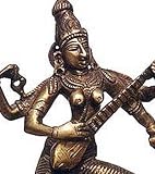 Handmade Statue of Hindu Goddess Saraswati Made in Brass from India