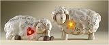 Set of 2 Religious Night Light Sheep Figurines For Baby's Nursery #28918
