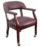 Guest Chair / Visitors Chair - Traditional Captain's Chair with Top Grain Burgundy Leather - B-ZL100-LEATHER-GG