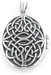 Large Celtic Knot on Antiqued Oval Aromatherapy Locket Pendant in Sterling Silver