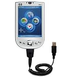 Coiled Power Hot Sync and Charge USB Data Cable w/ Tip Exchange for the HP iPAQ rx1955 - Gomadic Brand
