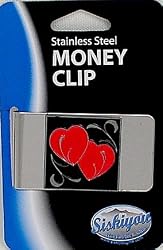 Enamel Double Heart Stainless Steel Money Clip