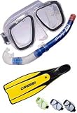 Snorkeling or Scuba Set - Efficient Pro Star Fin, Mask & Snorkel in Blue, Yellow, or Black