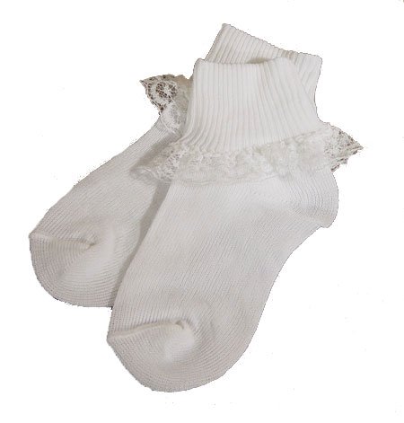 Baby Girl's White Nylon Anklet with Lace
