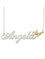 Sterling Silver Personalized Name Necklace with 14k Gold Butterfly- Custom Made Any Name