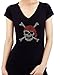 PIRATE SKULL WITH RED BANDANA HANDMADE Rhinestone T-Shirts