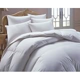 1000 Thread Count Baffle Box Light Weight Goose Down Comforter, White, California King by 