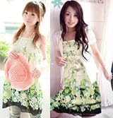 my closet　当店オリジナル仕様　ふんわり花柄シフォンチュニックキャミワンピース グリーン