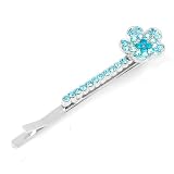 Perfect Gift - High Quality Dazzling Flower Hair Clip with Blue CZ (1pcs) (2252)