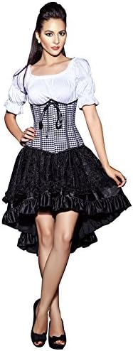 Franato Women's Underbust Grid Corsets X-Large Black&White