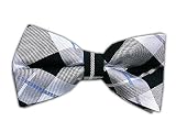 100% Silk Woven Black Plaid Self-Tie Bow Tie