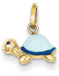 14k Enameled Turtle Charm