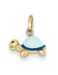 14k Yellow Gold Enameled Turtle Charm