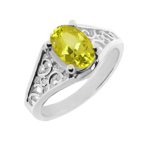 0.80 Ct Oval Cut Canary Mystic Topaz White Gold Ring