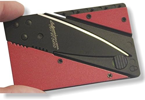Credit Card Sized Folding Wallet Knife in a Tin Gift Box. Made With Stainless Steel Makes the Perfect Present 100% Lifetime Guarantee (Purpleish Red Black)