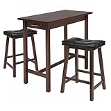 Winsome Kitchen Island Table with 2 Cushion Saddle Seat Stools, 3-Piece