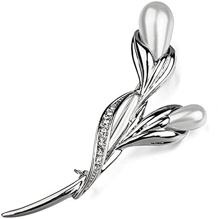 Flover Top Quality White Gold Plated Imitation Pearl AAA Zircon Brooches Hermes Scarf Clips
