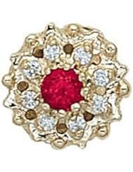14 Karat Gold Slide with Ruby center and Diamond accents GS087-R-D