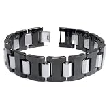 Black Tungsten Carbide Two Tone 16MM Men's Link Bracelet (Length 7 - 10)