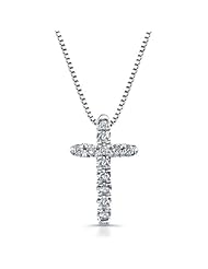 Victoria Kay 14k White Gold Diamond Cross Pendant (1/10cttw, JK, I2-I3), 16"