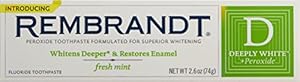 Rembrandt Deeply White Whitening Fluoride Toothpaste Mint, 2.6 Ounce (Pack of 3)