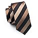 Barry.Wang Stripe Men Ties Set Classic WOVEN Necktie with Handkerchief Cufflinks Formal Brown Stripe