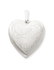 Genuine .925 Sterling Silver 24mm Swirl Design Heart Locket. 100% Satisfaction Guaranteed.