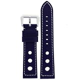 Watch Band Navy Blue Leather Sports Model 20 millimeter Tech Swiss