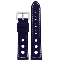 Watch Band Navy Blue Leather Sports Model 22 millimeter Tech Swiss