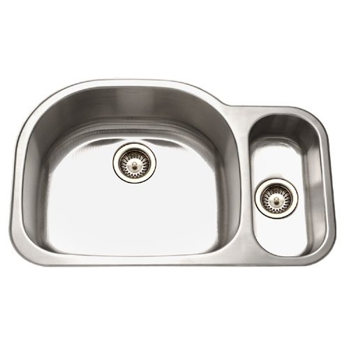 Houzer MG-3209SR-1 Medallion 32-by-21-Inch 80/20 Double Bowl Undermount Stainless Steel Sink, Right Side Prep Sink