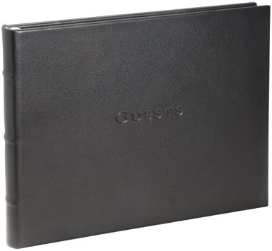 Genuine Leather Bound Handcrafted Guestbook, Hardcover (Black)