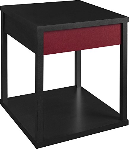 Altra Furniture Parsons Design End Table With Drawer Black And Red