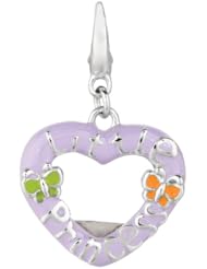 Sterling silver and Enamel PRINCESS PHOTO HEART (Charm)