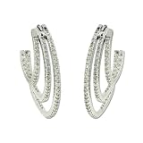Search : 14K White Gold Diamond Fine Line Double Hoop Earring