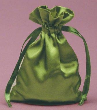 One 4 x 6 Moss Green Satin Gift Pouch