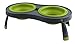 Dexas Popware For Pets Double Elevated Pet Feeder, Large, Gray/Green