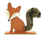Fuchs Dekofigur 15 cm aus Holz mit flauschigem Kunstfell verziert Herbstdekoration