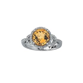 Buy 14K White Gold 1 5 ct. Diamond and 2 1 2 ct. Citrine Ring by Katarina Jewelry