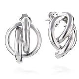 Sterling Silver Triple Tube Button Earrings