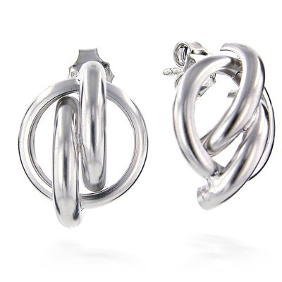 Sterling Silver Triple Tube Button Earrings