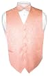 Men's PEACH Paisley Design Dress Vest and BOWTie Set for Suit or Tuxedo