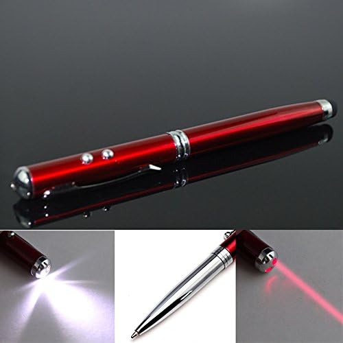 Toch TM 4 in 1 Multi-functional Stylus for Capacitive Touch Screen iPhone 5/5s/6/6 plus iPad Samsung Galaxy Tab Nexus and other Cellphone Tablet-Ball-point Pen/Laser Pointer/LED flashlight/Microfiber Tip Stylus Red