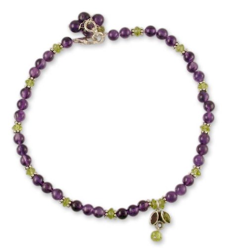 Amethyst and peridot anklet 11.6 L